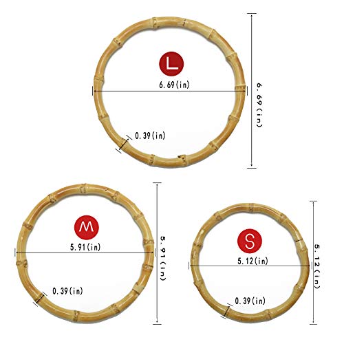 Miuco 4 PCS Round Bamboo Bag Handles Handmade Handbag Purse Making Handle Replacement for Handcrafted DIY Bags Accessories,5.12inch - size: Small