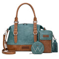 Wrangler 3Pcs Doctor Bag Sets for Women Top-handle Satchel Bag with Cell Phone Handbag and Coin Purse - color: Turquoise