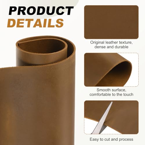 MECCANIXITY Genuine Leather Sheets, 15" x 15" 4-5 oz (1.8-2mm) Thick Full Grain Leather Sheet Tooling Precut for Carving Engraving Molding Embossing Stamping, Yellow Brown - color: Yellow Brown