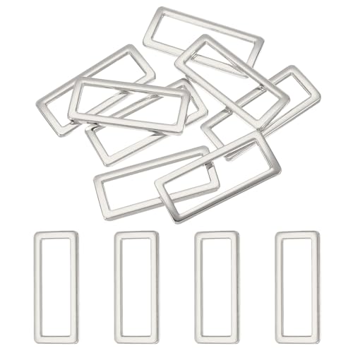 uxcell 8pcs Metal Flat Rectangle Ring, Rectangular Buckle Rings Square Strap Webbing Loop for Bag Belt Purse DIY - color: Silver, size: 26mm(1 inch)