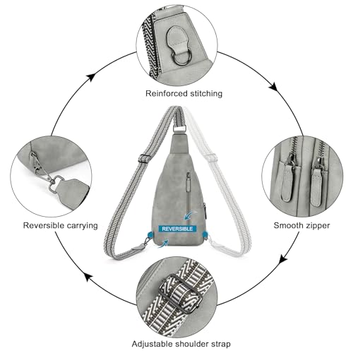 CLUCI Crossbody Bags for Women Men,Leather Sling Bag Cross Body Backpack for Woman Gifts for Women Birthday Unique - color: 0-5 Dark Gray