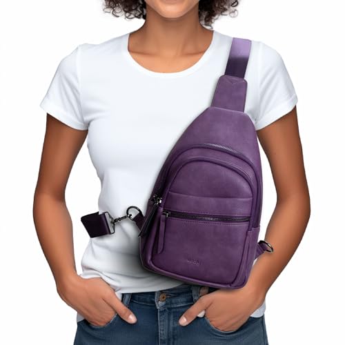 Alldaily Large Sling Bag for Women Crossbody Purse Leather Fashionable Trendy Chest Bag for Travel, Fanny Pack (Purple) - color: Purple