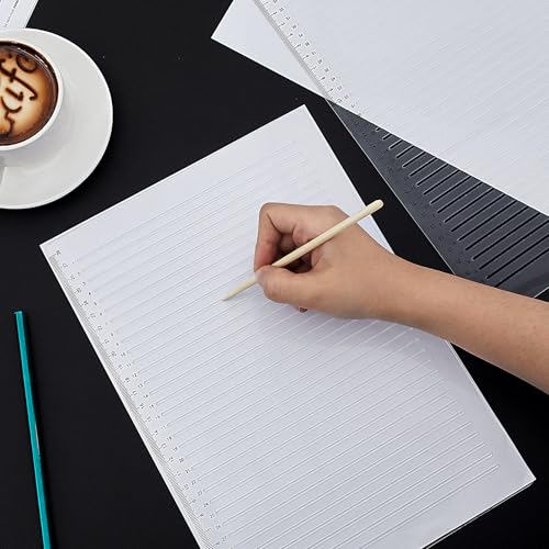 Fainne 2 Pack Straight Line Stencil for Journaling Writing, 8mm | Plastic, 11 Inch, Scale Writing Ruler, with Bamboo Stick and 2B Pencil, Line Lettering Guide, Envelope Addressing Template - size: 8mm