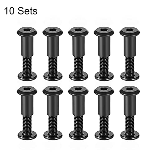 uxcell Screw Post Fit for 5/16"(8mm) Hole Dia, Male M6x20mm Binding Bolts Leather Fastener Carbon Steel Black 10 Sets - size: 20mm