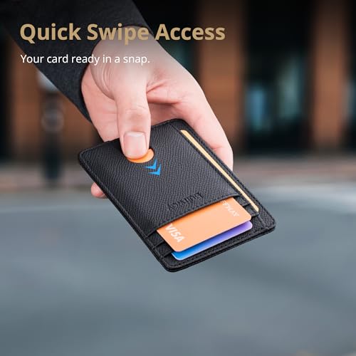 Buffway Slim Minimalist Front Pocket RFID Blocking Leather Wallets for Men and Women - Galaxy Black - color: Galaxy Black