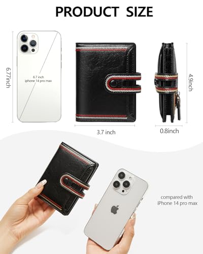 TFKGS Small Wallet for Women Vegan Leather RFID Blocking Bifold Compact Credit Card Holder with Zipper Coin Pocket Black - color: 3-Black