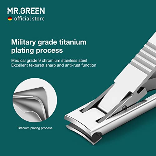 MR.GREEN Ultra Thin Nail Clippers German Precision Manufacturing Technology Nail Cutters with Cow Leather Cover Superior Texture (Light Grey) - color: Light Brown