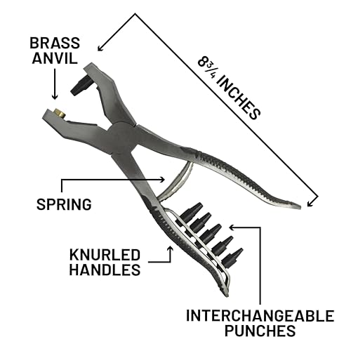 SE 8.75-Inch Stainless Steel Leather Punch Pliers with Replaceable Screws - Model 7926LP