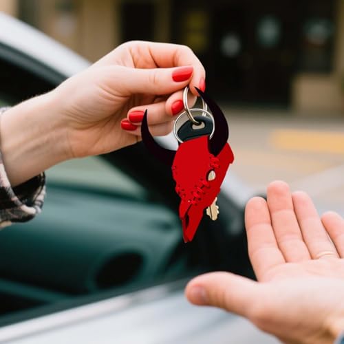 SUPERDANT Cow Skull Pendant Leather Die Animal Keychain Decor Wooden Die Cutter Leathers Cutting Dies DIY Art Crafts Leathers Dies Cutter for Men Women Leather Making for Handmade Lover Gifts - style: Cow Skull Keychain