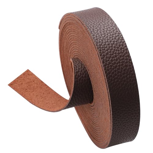 picheng Faux Leather Strap 1 Inches Wide Lychee Texture Leather Straps for Crafts, 200 Inches Long Faux Leather Strips - color: Dark Brown