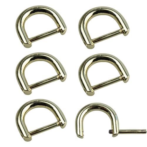 D-Rings with Closing Screw Shackle, U Shape Ring Key Holder, Horseshoe Shape Ring, Bag Hardware Accessories, DIY Leather Craft Purse Replacement (0.6 Inch/Gold), 6 PCS - color: Gold