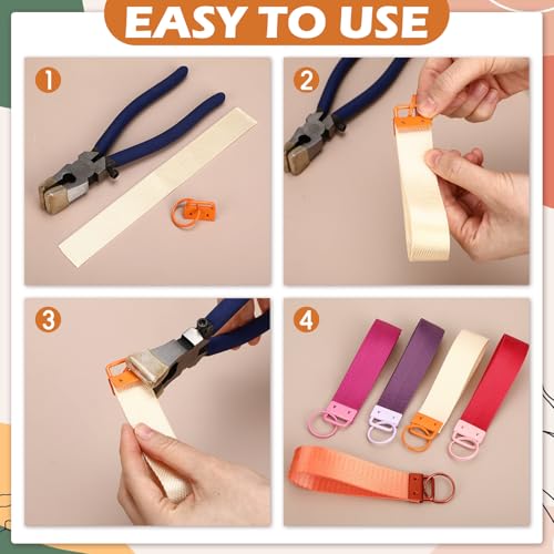 Landical 50 Pcs Key Fob Hardware Set 1 Inch with Rings for Wristlet