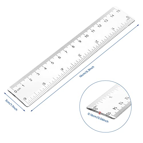 Zonon 100 Pcs 6 Inch Plastic Rulers Flexible Dual,Clear | Bulk Straight with Inches and Cm Markings, For Students Back to School Classroom, Soft Bendable for Office Measuring - color: Clear