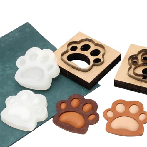 4pcs Leather Cutting Die Set, Leather Dies for Cutting Shapes, Cutter for Keychains, Punching Mold Dog Paw for DIY Craft (Dog's paw) - color: Dog's paw