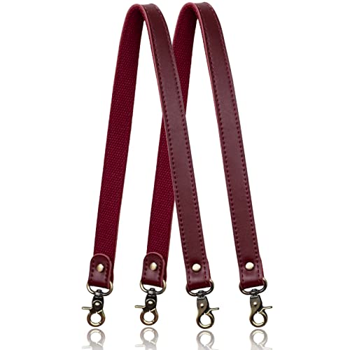 Allzedream Genuine Leather Purse Strap Sewing Canvas Replacement Handbag Shoulder Bag 2 Pcs - color: Wine Red