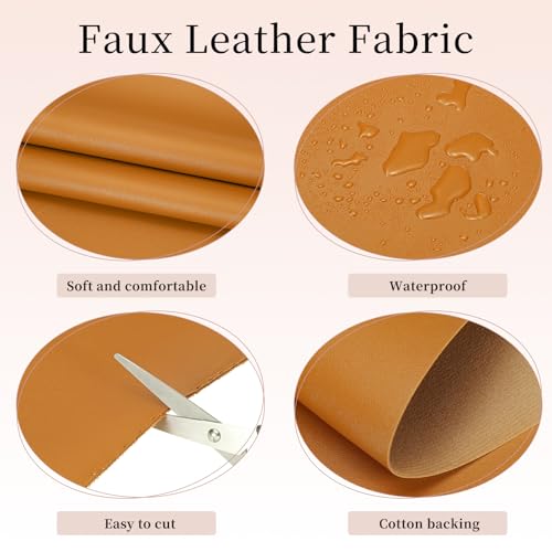 uxcell Marine Vinyl Fabric, 54 Inch 1 Yard Upholstery Faux Leather Soft Waterproof Sheets Fabric for Crafts DIY Sewings Sofa Wallets Handbag Car, Khaki - color: Khaki