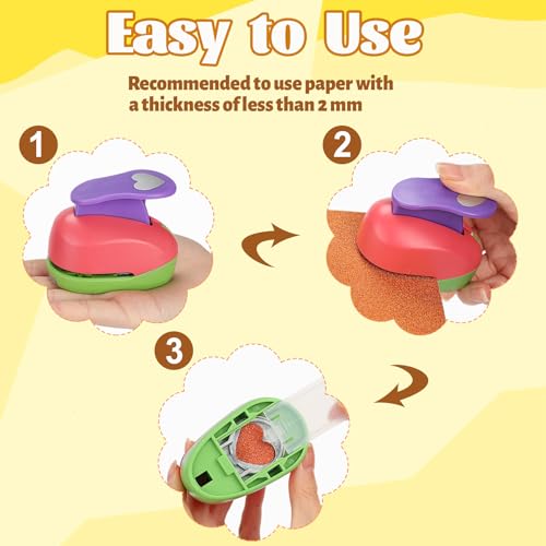 6 Pcs Colorful Craft Hole Punch with 10 Glitter Cardstock Papers, Decorative Scrapbook Paper Puncher Set, Different Shape Paper Hole Puncher Set for Office Supplies (6 Pcs Styles 2) - color: 6 Pcs Styles 2