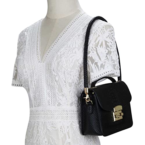 ALLZEDREAM Leather Shoulder Bag Straps Replacement Purse Handbag Braided Handle - color: Black, size: 11.8in