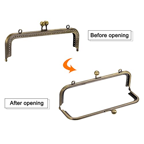uxcell Metal Purse Frames - 8.07" 4Pcs Kiss Lock Clasp Frame Rectangle Embossed Clutch Frame Handles for Coin Purse Sewing Bag Making DIY Craft, Bronze - color: Bronze