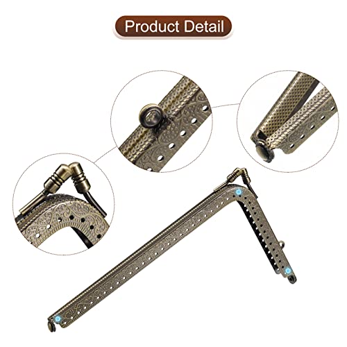 uxcell Metal Purse Frames - 7.3" 4Pcs Rectangle Kiss Lock Clasp Frame Embossed Clutch Frame for Bag Making DIY Craft Bronze - color: Bronze, size: 7.3"