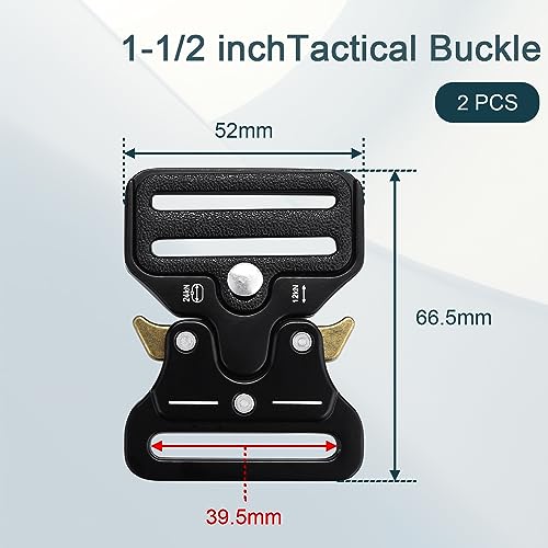 CooBigo 2 Pack Tactical Belt Buckles, 1-1/2" Heavy Duty Metal Tactical Buckle Clips for Dog Collar Hardware, Harness, Backpack, Luggage Strap Release Clasp Replacement (Black) - color: D: 1-1/2" Black 2pcs