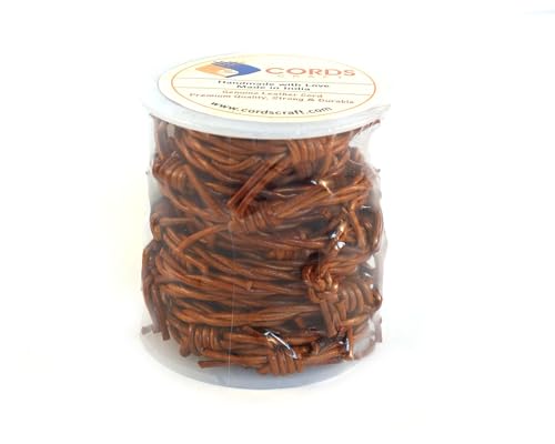 Barbed Wire Style Twisted Genuine Leather Cord 1.5mm Round for Jewelry Making, Leather String for Necklace Bracelet DIY Craft Projects, 5.46 Yards, Medium Brown Distressed - color: Medium Brown Distressed