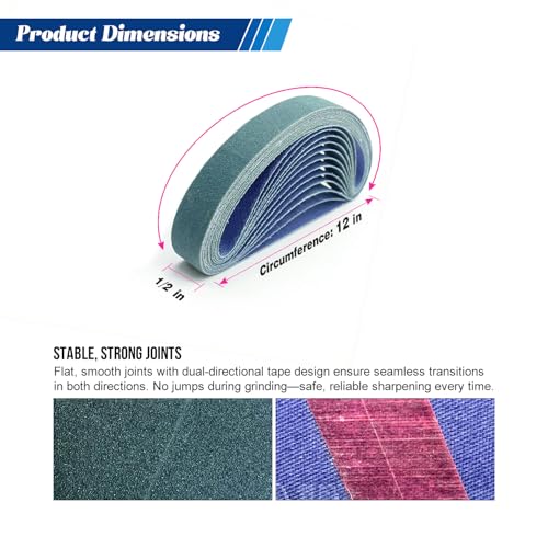 45 Pcs 1/2"x 12" Replacement Sharpening Belt Kit for Work Sharp Knife & Tool Sharpener (WSKTS, WSKTS-KT, Mk.1, Mk.2) 9 Grits (80/120/240/400/600/800/1000/2500/5000) - size: 1/2x12 inch, style: Mix Grit Set 45 PCS