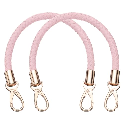 uxcell 2 Pcs Leather Purse Strap, 15.7 Inch PU Leather Braided Purse Replacement Shoulder Strap for Handbags with Buckle for DIY Handbag Purse Making, Pink - color: Pink