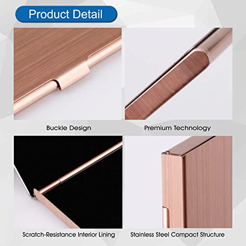 Business Card Holder, Slim Business Card Case for Men & Women, Pocket Metal Card Case, Professional Stainless Steel Business Card Holders, Purse Name Card Holder, Buckle Style Shut, Rose Gold - style: Rose Gold