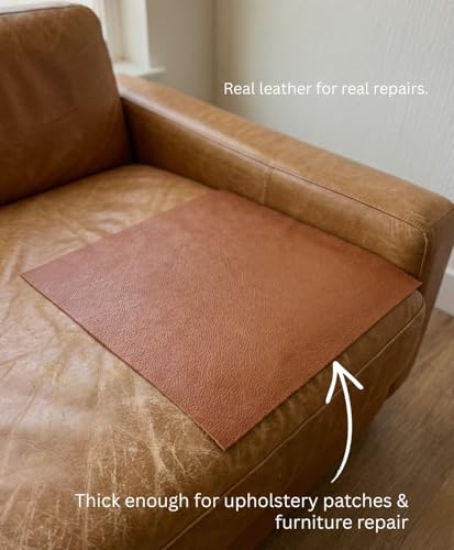 Natural Grain Cow Leathers: 12'' x 12'' Pre-Cut Leather Pieces (Cognac, 3 Pieces) - color: Cognac, size: 3 Pieces