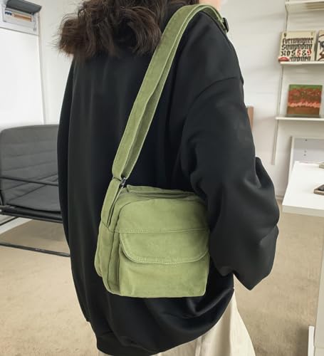 Small Crossbody Bag Cute Purse Mini Canvas Crossbody Purse Phone bag - color: Green