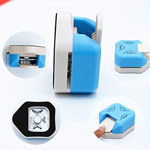 QIQQIKIN Paper Corner Rounder 3 in 1 （R4mm+R7mm+R10mm）， Punches for Crafts， Cutter ，Envelope Punch Board ，Hole Puncher， Laminate, DIY Projects, Photo Cutter,Card Making Scrapbooking and Journaling - color: Blue R4+R7+R10