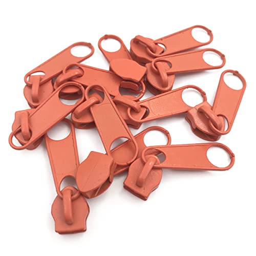ECYC Ltd 50 Pieces #5 Zipper Sliders for Nylon Coil Zipper Repair, Metal Zipper Pull Replacement Slider Zipper Head for Sewing Tailor DIY Crafts Clothes Backpack Purses Bags Luggage, Orange - color: Orange