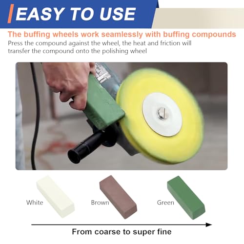 9 Pcs 8" Airway Buffing Wheel Kit for Angle Grinder, 3 Wheels, 3 Polishing Compounds, Buffing Rake & 1 Pair Safety Flanges, 5/8" Arbor, for Aluminum Wheels, Tanks & Metal Mirror Polishing - color: Multi 9pcs, size: 12plys
