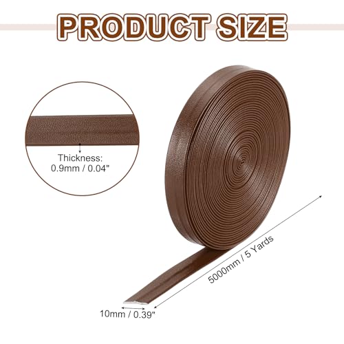 uxcell 5 Yard 10mm PU Faux Leather Strips, Fold Over Leather Strap Roll Double Sided Faux Supplies for DIY Craft Projects, Light Brown - color: Light Brown, size: 10mm