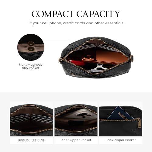 befen Anti-theft Crossbody Bag for Women Genuine Leather, Small Cross Body Shoulder Handbags with RFID Card Slots - color: Z#black