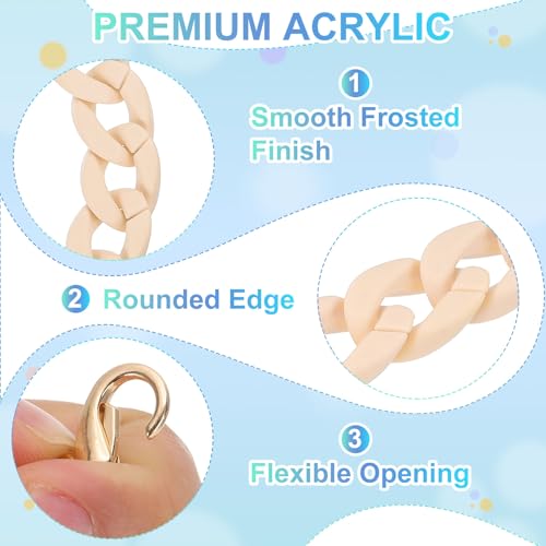 PATIKIL 15" Acrylic Purse Chain Acrylic Chain Linking Rings Apricot - color: Matte Apricot