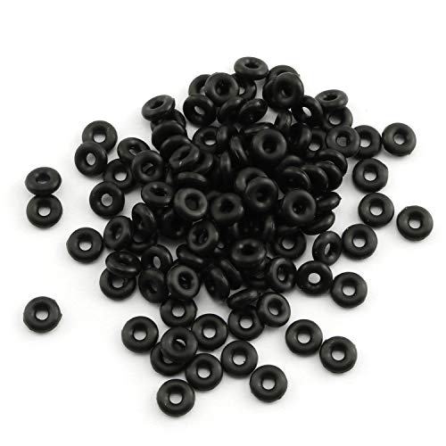 100-Pack 6mmx2mm Rubber Stopper O Rings Black DIY Jewelry Making End Clasp Spacer Beads Gasket Bracelet Necklace Handmade Crafts Findings Accessories - color: BLACK