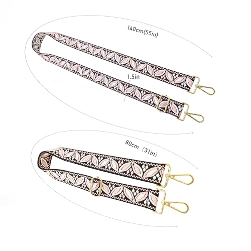 1.5" Wide Purse Strap Adjustable Replacement Gold Hardware Long Crossbody Bag Strap for Thick Shoulder Bags Canvas Handbags Straps - color: Gold hardware-311