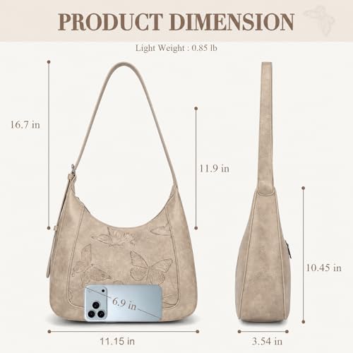 BELTANA Shoulder Bag for Women, Small Vegan Leather Butterfly Hobo Purse | Crescent Shoulder Purse, Top Handle Design, Lightweight, Underarm Style, Daily Travel & Shopping, Gift Choice - color: Apricot