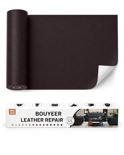 BOUYEER Leather Repair Patch Tape Kit,Self Adhesive Leather Repair for Sofa，Car Seat,Office Chair,Furniture,Jacket,Waterproof Strong Adhesive Vinyl Repair Kit. 17 in x 79 in,Coffee - color: Coffee, size: 17 in x 79 in