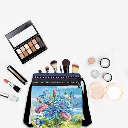 DDGYP DIY Diamond Art Crossbody Bag for Women,Butterfly & Flower Pattern | 5D Diamond Art Painting Shoulder Purse with Adjustable Strap, PU Leather Art Bag, Small Diamond Art Kits for Adults - color: Butterfly Flower 6