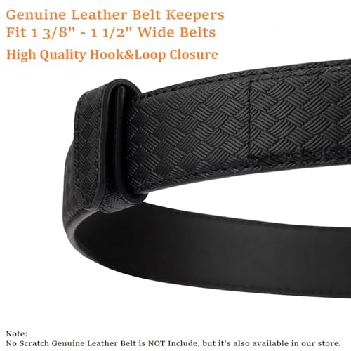TACNEX Genuine Leather Belt Keeper 1 3/8" - 1 1/2" Wide Men's Belt Loop Stays Dress Belt End Holder Retainer Tool Belt Band - color: Basket Weave, size: 2 pcs