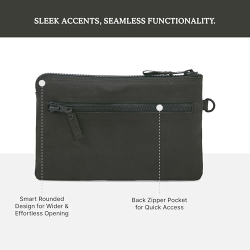 Leather Wristlet Wallet for Women Clutch Handbag Purse with Cell Phone Slot | Genuine Top Grain Leather, 8 Credit Card Slots, Detachable Strap, YKK Zipper, Gifts for Women - color: Black Crazy Horse
