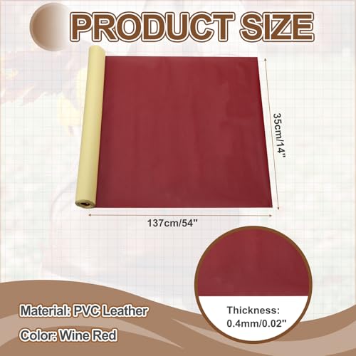 MECCANIXITY Leather Repair Patch 14"x54" Self-Adhesive Leather Vinyl Repair Tape Kit for Furniture Couches Sofa Chair Car Boat Seats Jackets, Wine Red - color: Wine Red