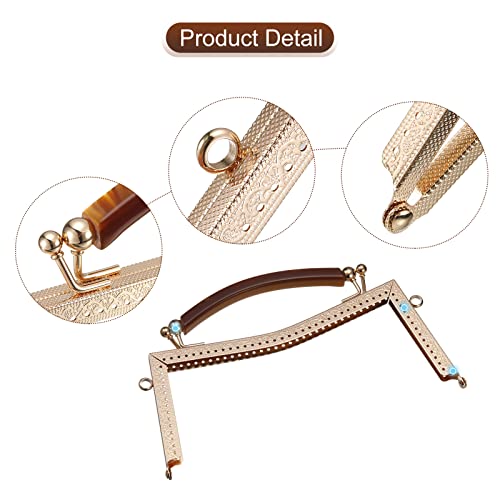 uxcell Metal Purse Frames 2 Pcs Kiss Lock Clasp Frame Embossed Clutch Frame with Rubber Handle for Coin Purse Handbag Making DIY Craft, Gold - color: Gold