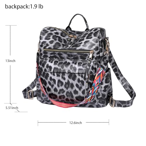 Women's Fashion Backpack Purse for Women Leather Multipurpose Design Ladies Shoulder Bag Travel bag Satchel Handbags - color: Leopard Print