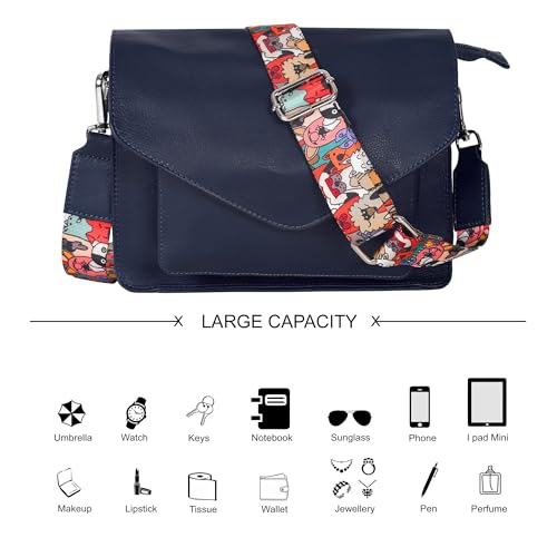 Ozora Genuine Leather Crossbody Purse for Women, Shoulder Bag - color: Blue Ndm W3