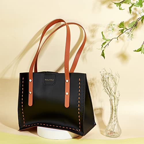 PH PandaHall DIY Tote Leather Bag Kit Black Brown Large Tote Bag Easy Handcraft Shouler Bags with Insert Organizer Bags Straps Screws Buckles and Kintting Tool Screwdriver for Women Purses Gifts