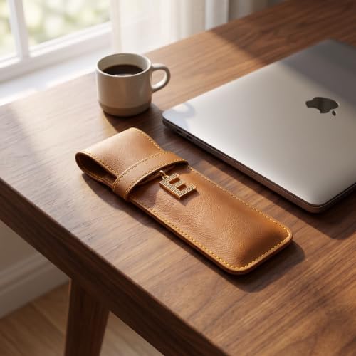 Personalized Initial PU Suede Pen Pouch - Office and Professional Storage Accessory, Ideal Gift for Coworkers (E) - color: E